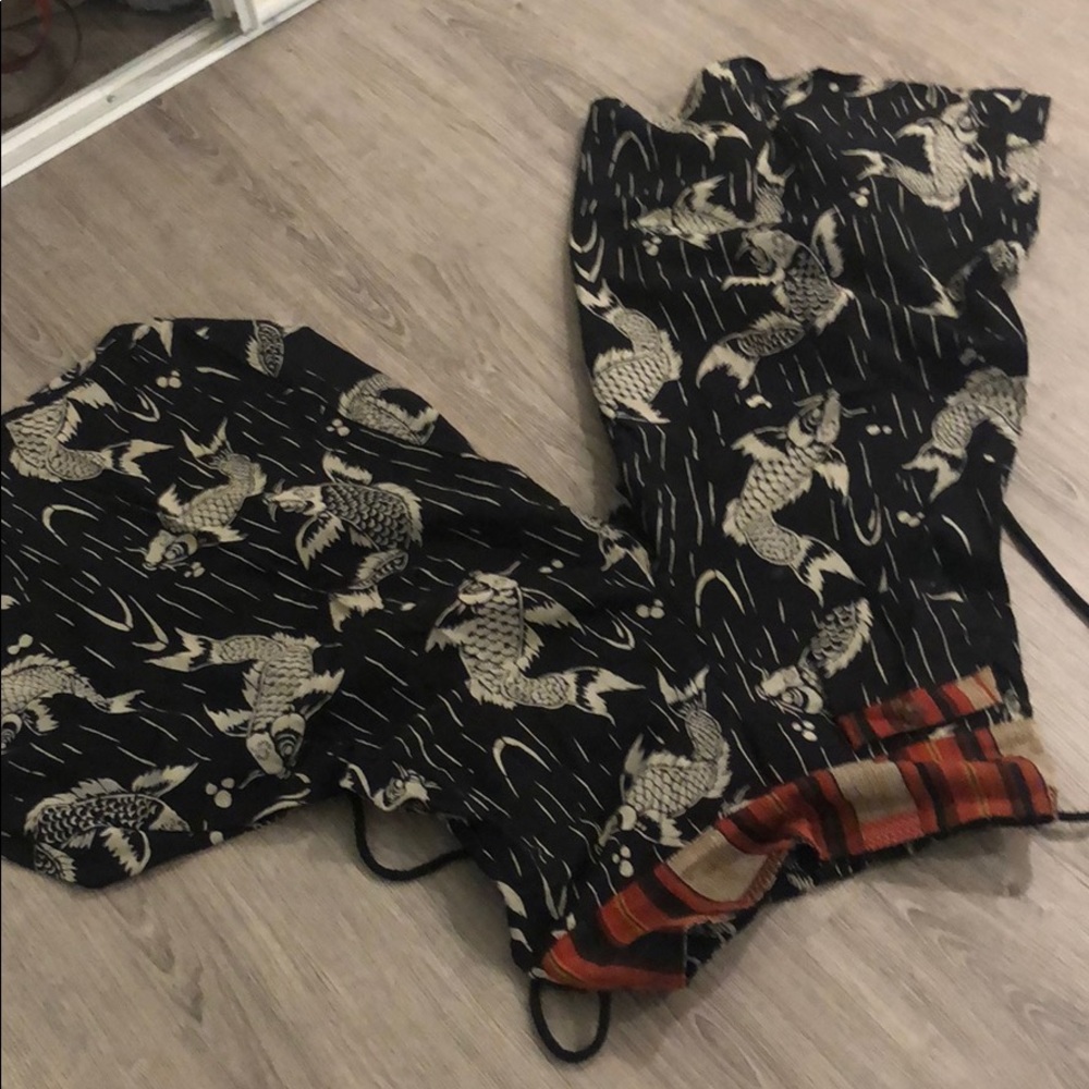 Japanese indigo textile flared pants